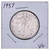 1937 Walking Liberty Silver Half Dollar, VG