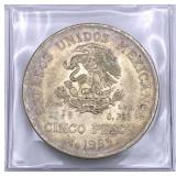 1953 Mexico .720 Silver 5 Pesos, AU+ Nice Luster