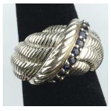 925 Silver Judith Ripka Sapphire Cable Ring