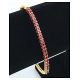 925 Silver Gold Color Ruby Bracelet