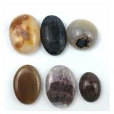 (6) Small Agate/Jasper Palm Stones Different Types