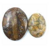 Plum Agate Palm Stone w/ Rainforest Jasper Palm