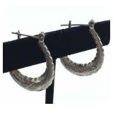 925 Silver Engraved Hoop Earrings