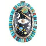 925 Silver Space Theme Eye Pendant Stone Inlay