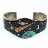 925 Silver Space Theme Inlay Stone Large Bracelet