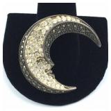 925 Silver Moon Pendant/Brooch