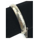 925 Silver Engraved Bangle Bracelet