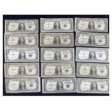 Huge Lot of 15 Silver Certs Inc. One Star Note