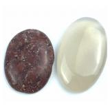 Red Jasper & Moonstone Palm Stones