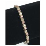 925 Silver Nice Tennis Bracelet Pink & Clear Stone