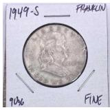 1949-S Franklin Silver Half Dollar, Fine