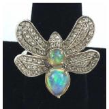 925 Silver & Opal Butterfly Ring