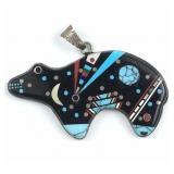 925 Silver Space Theme Inlay Bear Pendant