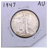 1947 AU Walking Liberty Half, Nice Luster