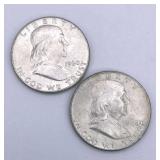 (2) Franklin Silver Halves 1960, 1960-D