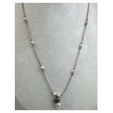 925 Silver Liquid Silver Pearl Accent & Drop Penda