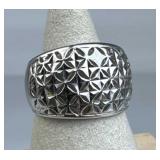 925 Silver Vintage Open Diamond Cut Domed Band Rin
