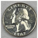 1962 Silver Proof Washington Quarter, US 90%