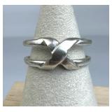925 Silver Vintage JJJ "X" Design Open Band Ring