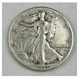 1941 Walking Liberty Silver Half Dollar, US 90%