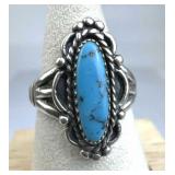 925 Silver Navajo Oval Turquoise Ring