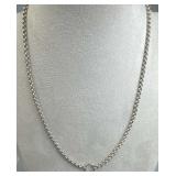 925 Silver Rolo Chain Necklace w/ Extender & Bell
