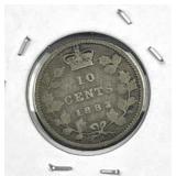 1882 Silver Canada Dime, .925 Sterling
