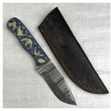 Damascus Steel Fixed Blade Knife w/ Sheath