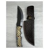 Lg Handmade Steel Fixed Blade Knife w/ Sheath