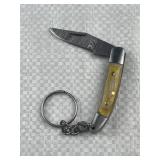 Damascus Steel Folding Blade Keychain Knife