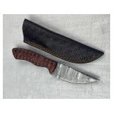 Damascus Steel Fixed Blade Knife w/ Sheath