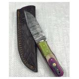 Damascus Steel Fixed Blade Knife w/ Sheath