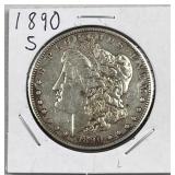1890-S Morgan Silver Dollar, US 90% Coin