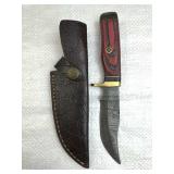Damascus Steel Fixed Blade Knife w/ Sheath