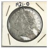1921-D Morgan Silver Dollar, US $1 Coin, 90%