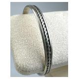925 Silver Raised Twisted Rope Center Thin Cuff Br