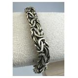 925 Silver Italy Wide Byzantine Chain Bracelet