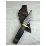 Damascus Steel Fixed Blade Knife w/ Sheath