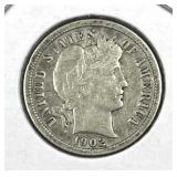 1902-O Barber Silver Dime, VF/XF