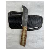 Damascus Steel Fixed Talon Blade Knife w/ Sheath