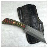 Damascus Steel Fixed Blade Knife w/ Sheath