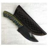 Handmade Steel Gut Hook Skinner Knife w/ Sheath