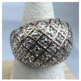 925 Silver Ross Simons 3 Accent Diamond Dome Ring