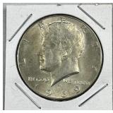 1969-D JFK 40% Silver Half Dollar, US 50c Coin