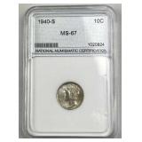 1940-S Mercury Silver Dime, Encased by NNC