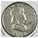 1953 Franklin Silver Half Dollar, US 90%