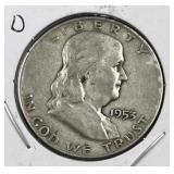 1953-D Franklin Silver Half Dollar, US 90%