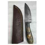 Damascus Steel Fixed Blade Knife w/ Sheath