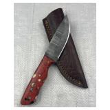 Damascus Steel Fixed Blade Knife w/ Sheath