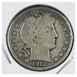 1912 Barber Silver Half Dollar, US 90%